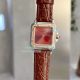 Copy Cartier Panthere De Red Dial Rose Gold Diamond Case Brown Leather Strap Watch (2)_th.jpg